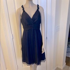 100% silk Italy Chiffon dress blue